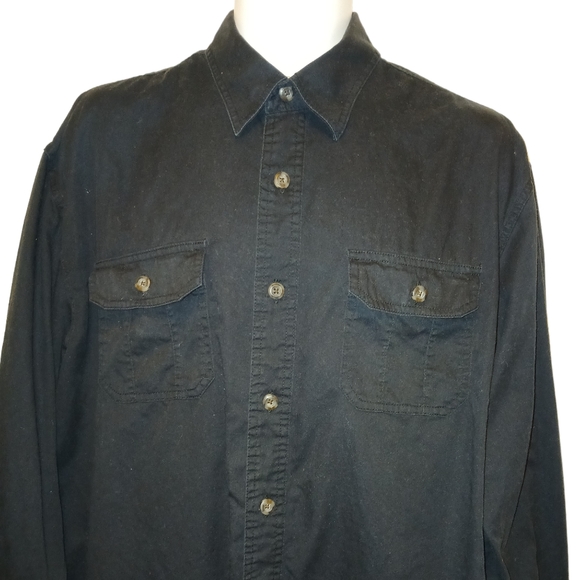 Magellan Outdoors Men's XL Solid Black L/Sleeve Button Down Casual Shirt - Picture 2 of 8